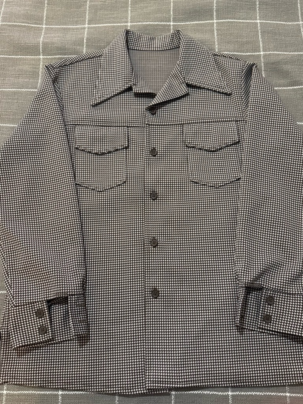 Time Out by Farah - Men's Black and White leisure suit jacket houndstooth 70s